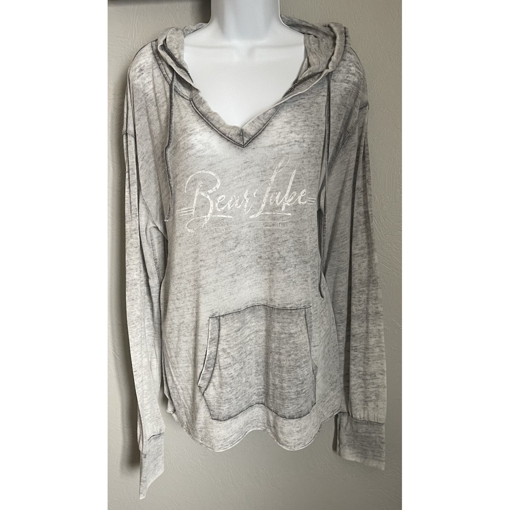 Avalon Apparel‎ Womens Gray Lightweight Hoodie Size XL Utah Bear Lake
